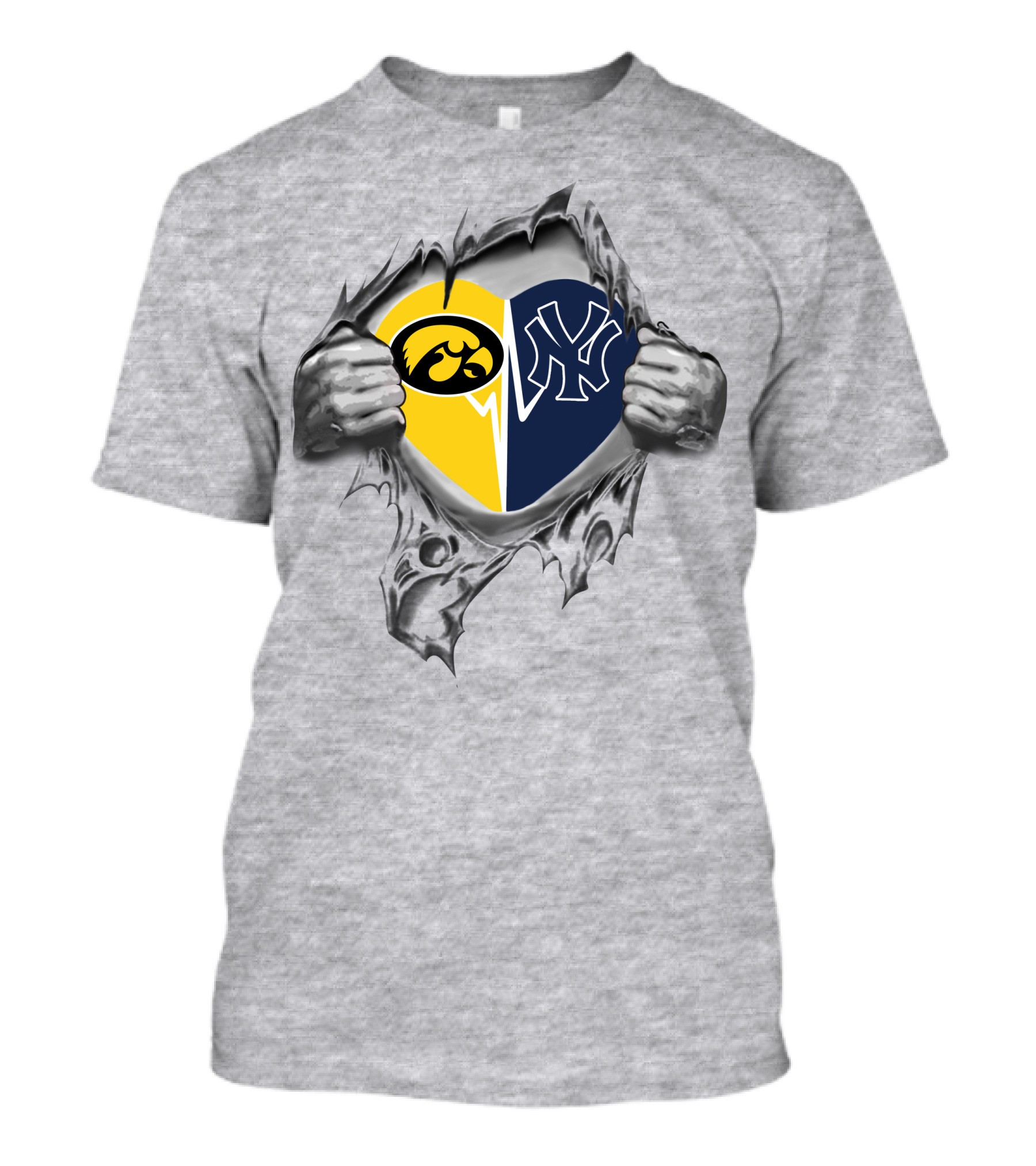 New York Yankees And Iowa Hawkeyes Heart T-Shirt