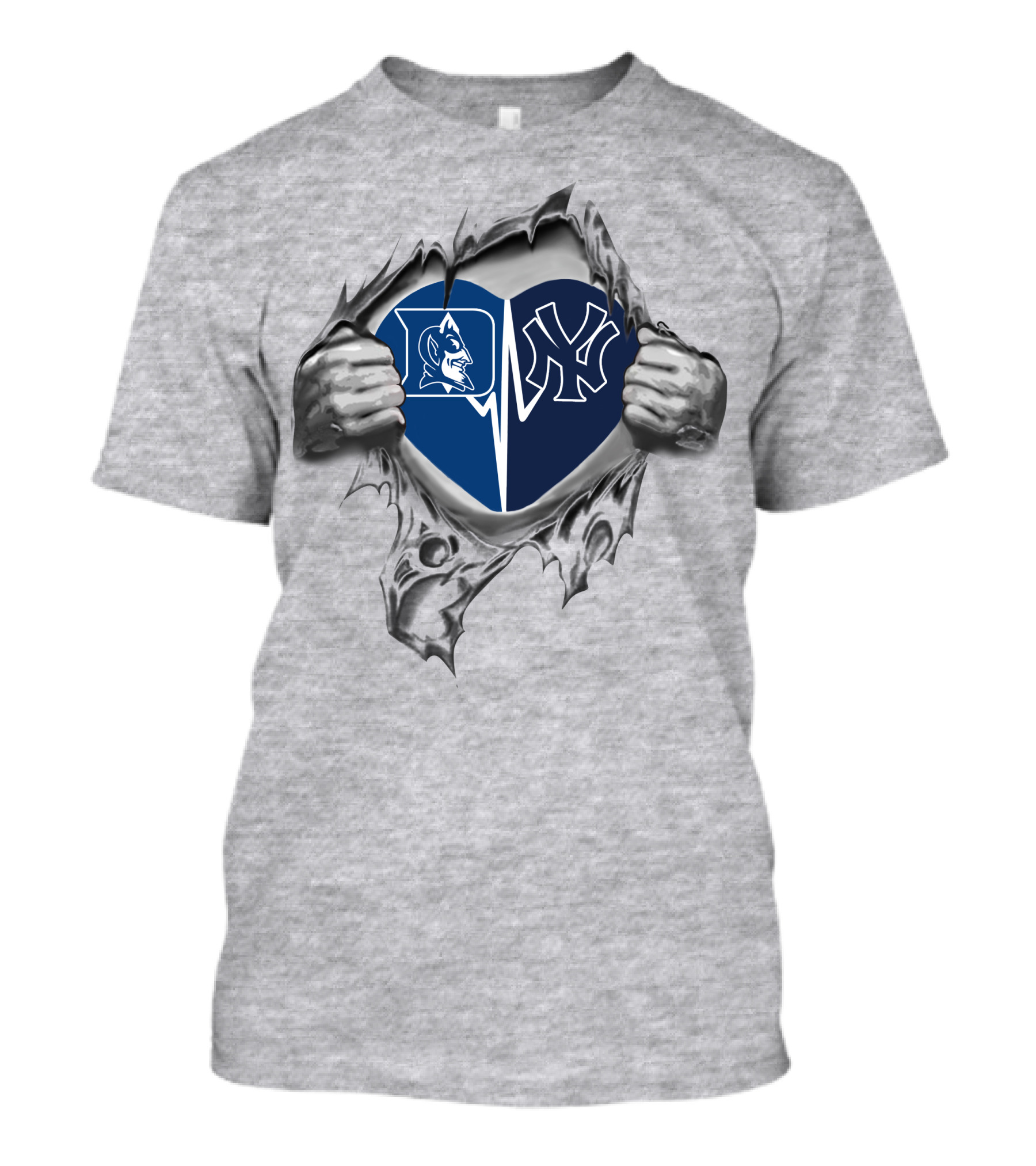 Yankees Duke Blue Devils Heart Symbol With Team Spirit T-Shirt