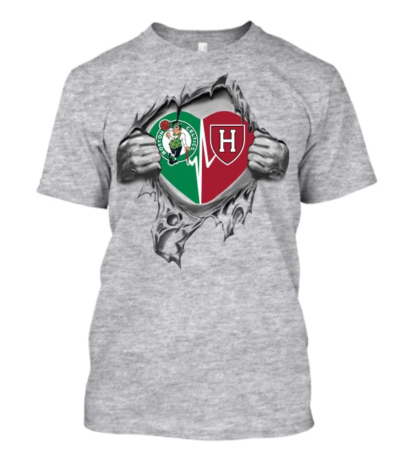 Boston Celtics Harvard Crimson Heartbeat In My Heart T-Shirt