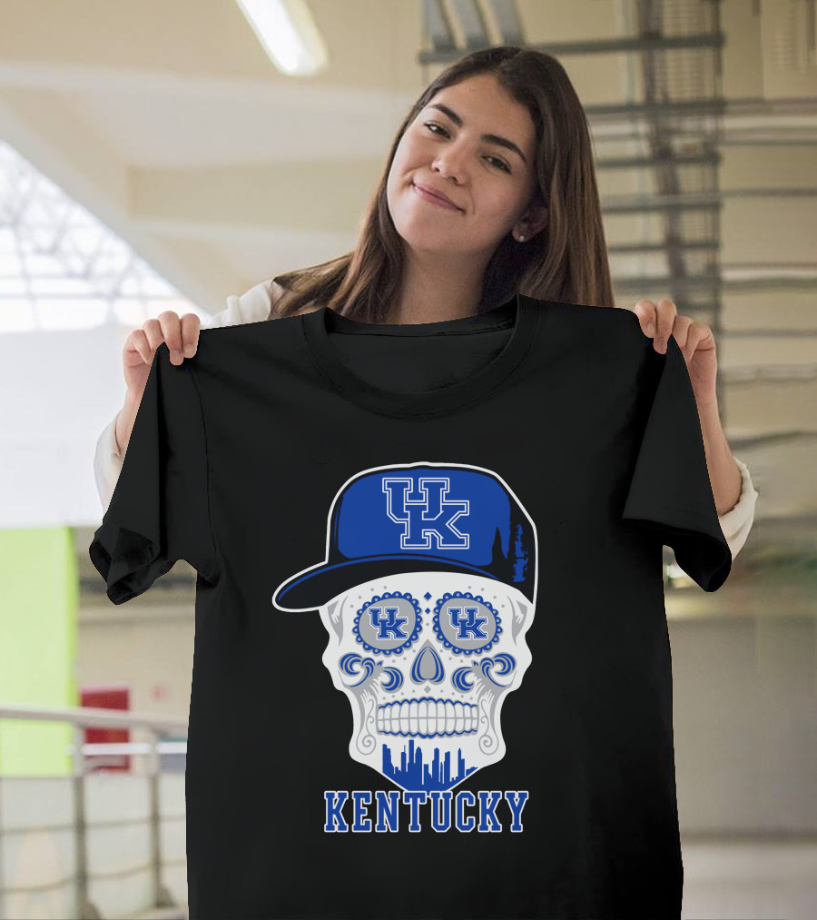 Kentucky Wildcats Skull Uk Hat Silhouette T-Shirt