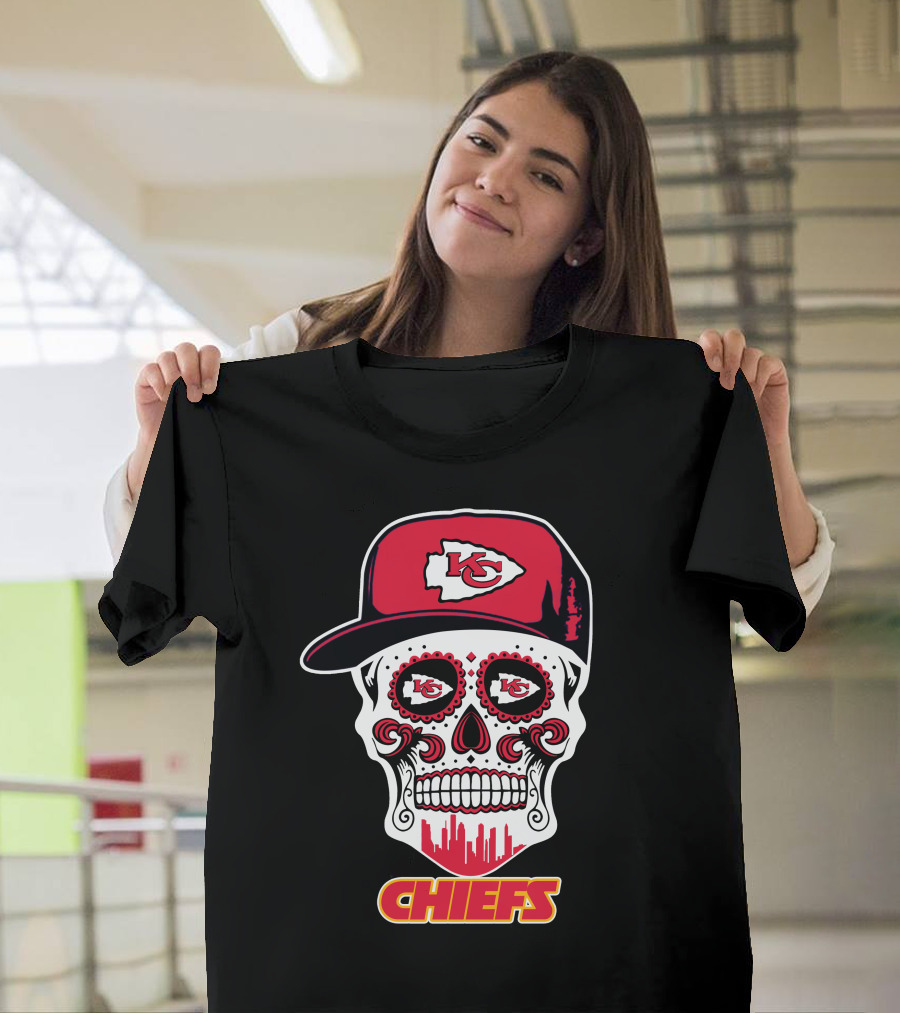 Chiefs Skull With Red Cap And Kansas City T-Shirt
