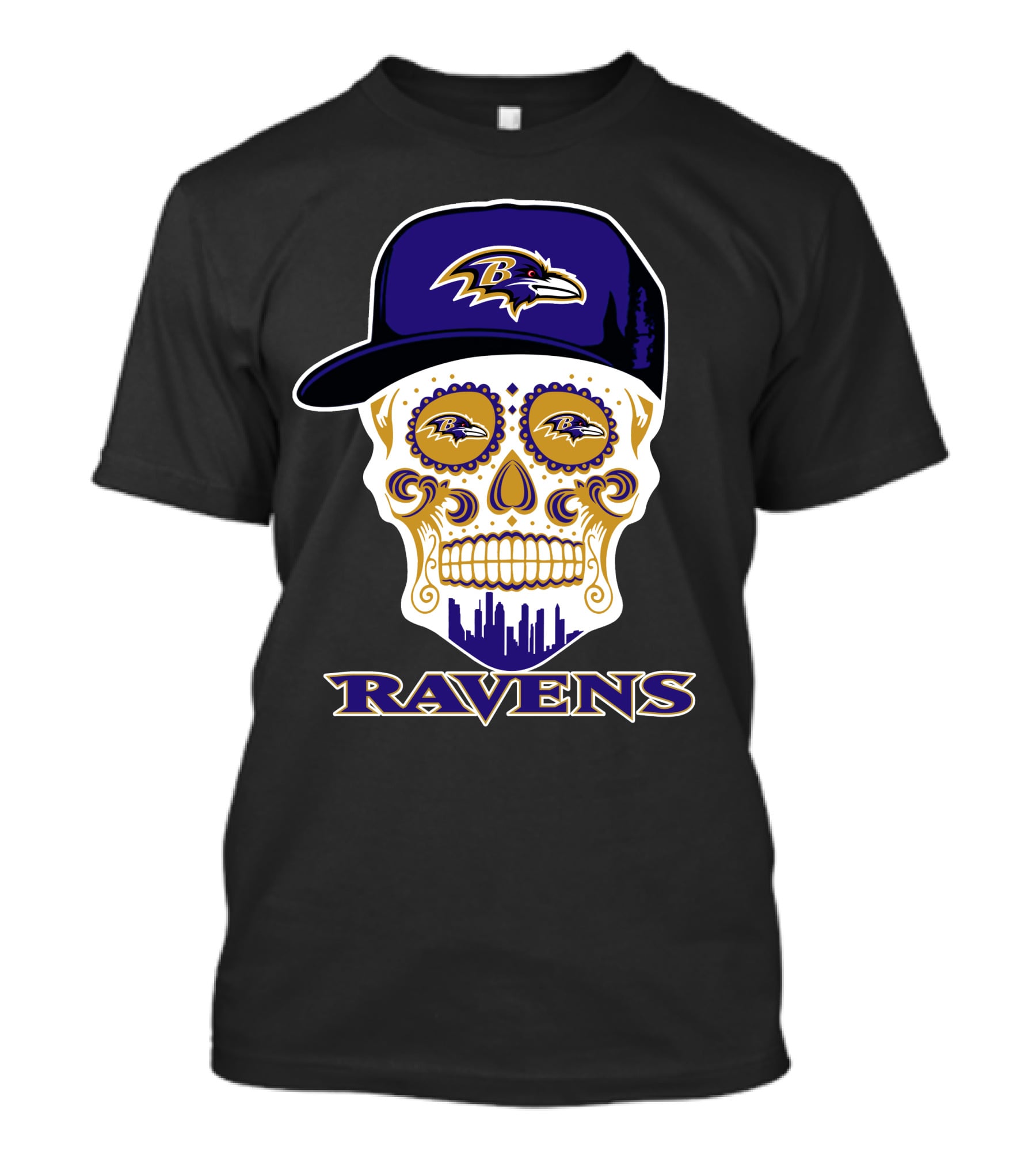 Ravens Skull With Hat And Baltimore Ravens T-Shirt