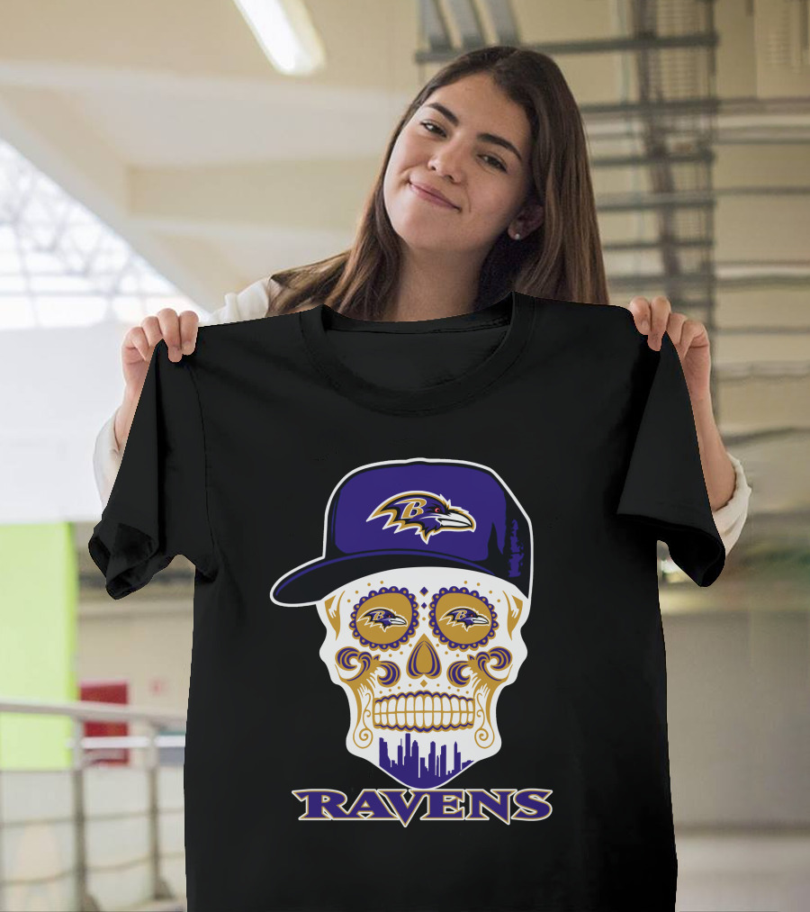Ravens Skull With Hat And Baltimore Ravens T-Shirt