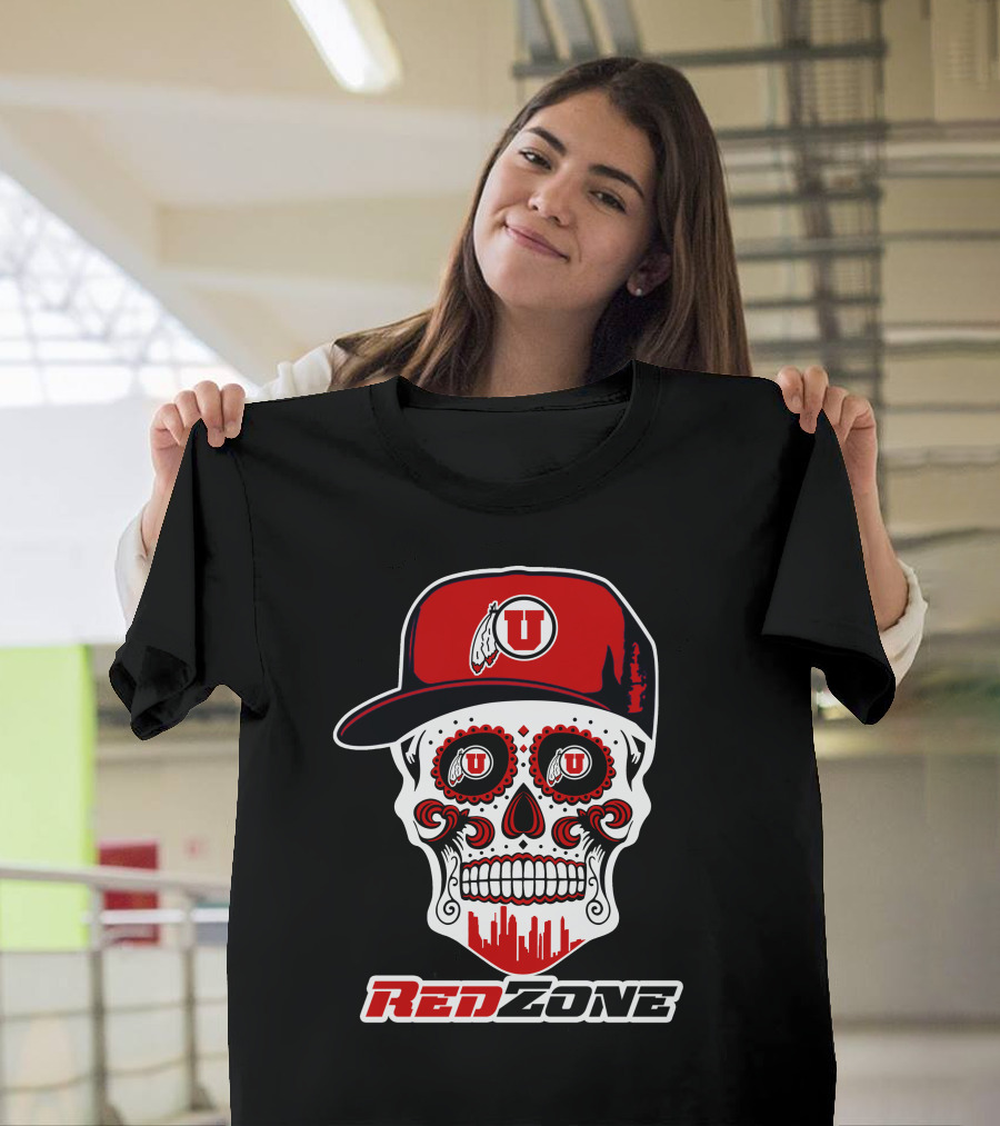 Red Zone Utah Utes Skull Cap T-Shirt