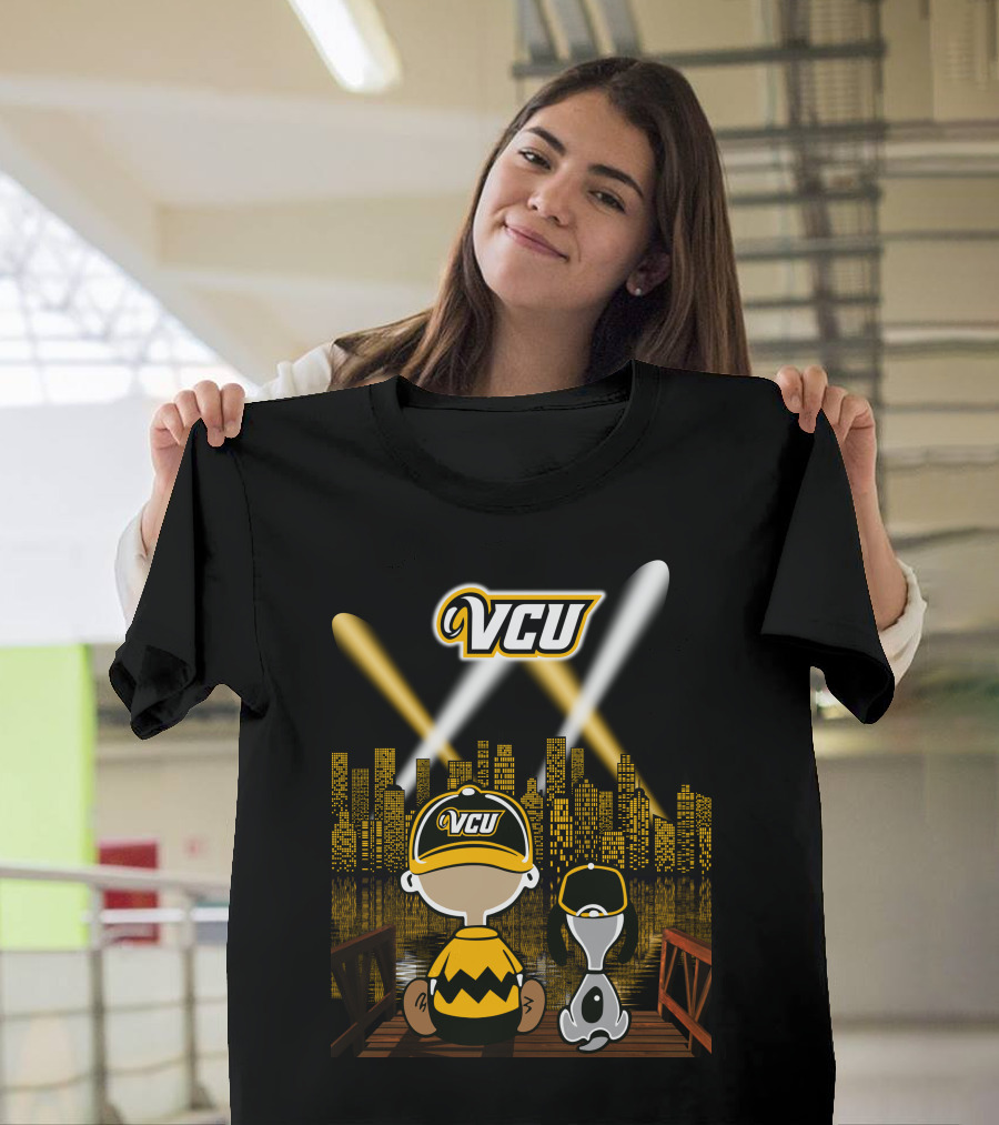 Vcu Rams Night City Skyline Baseball Cap Duo T-Shirt
