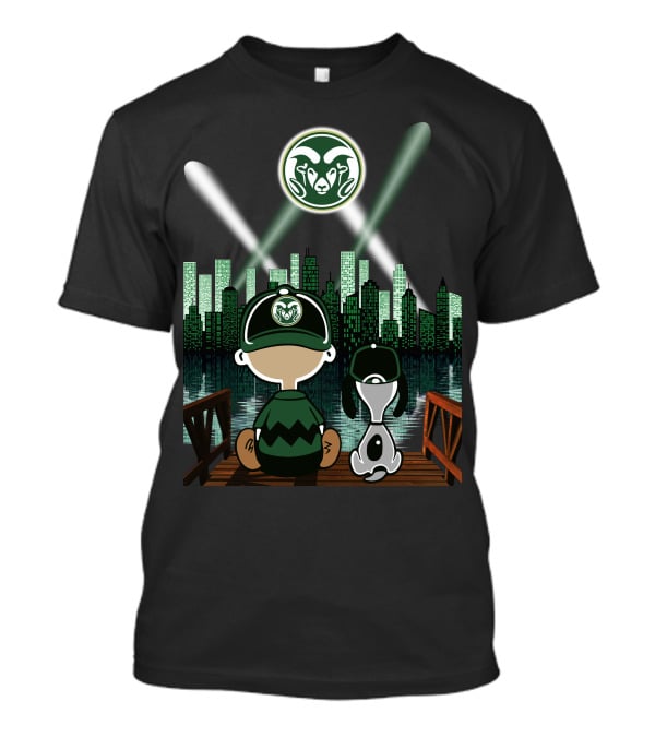 Colorado State Rams City By Night Skyline Reflection With Mascot Fan And Dog T-Shirt