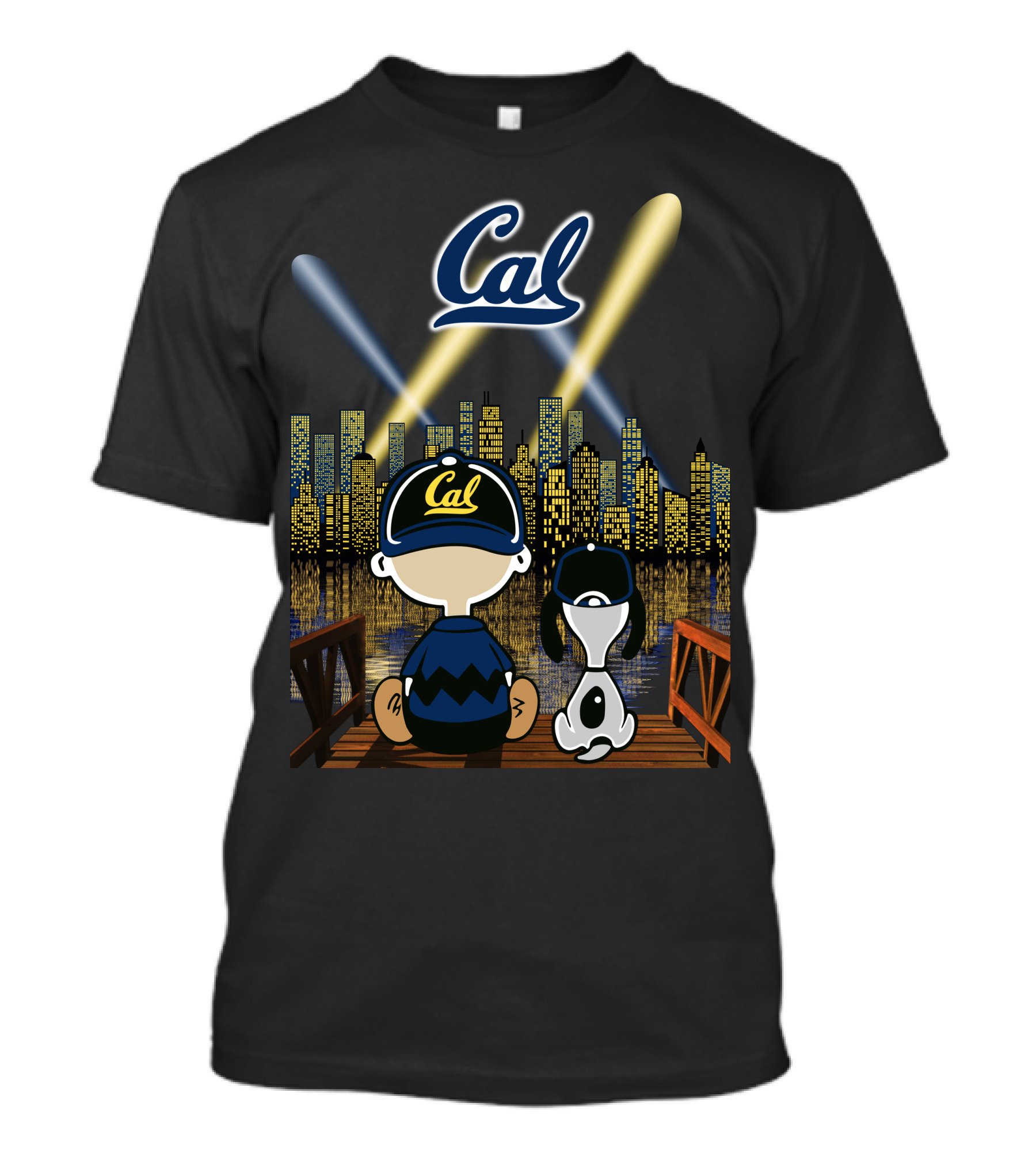 Cal Golden Bears Night Skyline With Dog And City Lights T-Shirt
