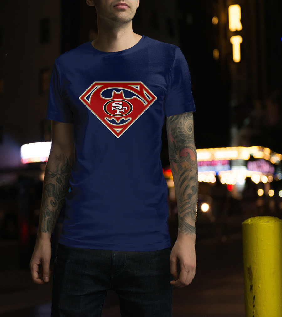 San Francisco 49ers Batman Superman Logo Mix T-Shirt