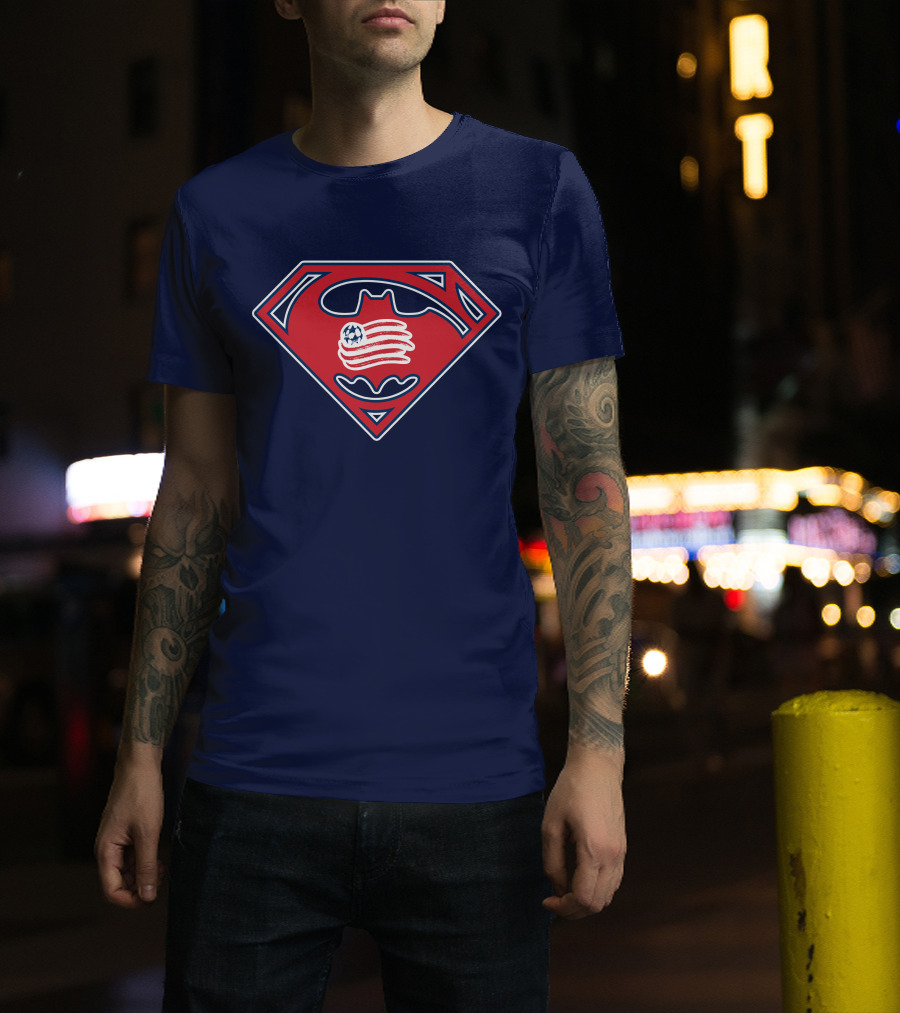 New England Revolution Superman Batman Logo Combination T-Shirt