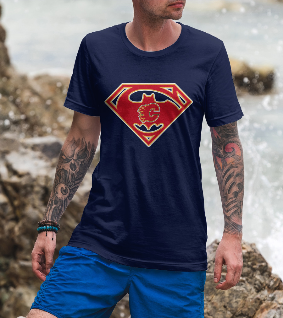 Calgary Flames Superhero Icon 155 T-Shirt