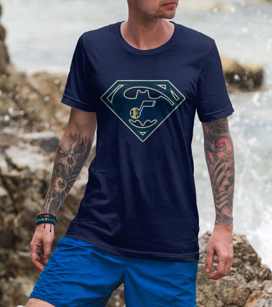Utah Jazz Superhero Logo Combination 162 T-Shirt