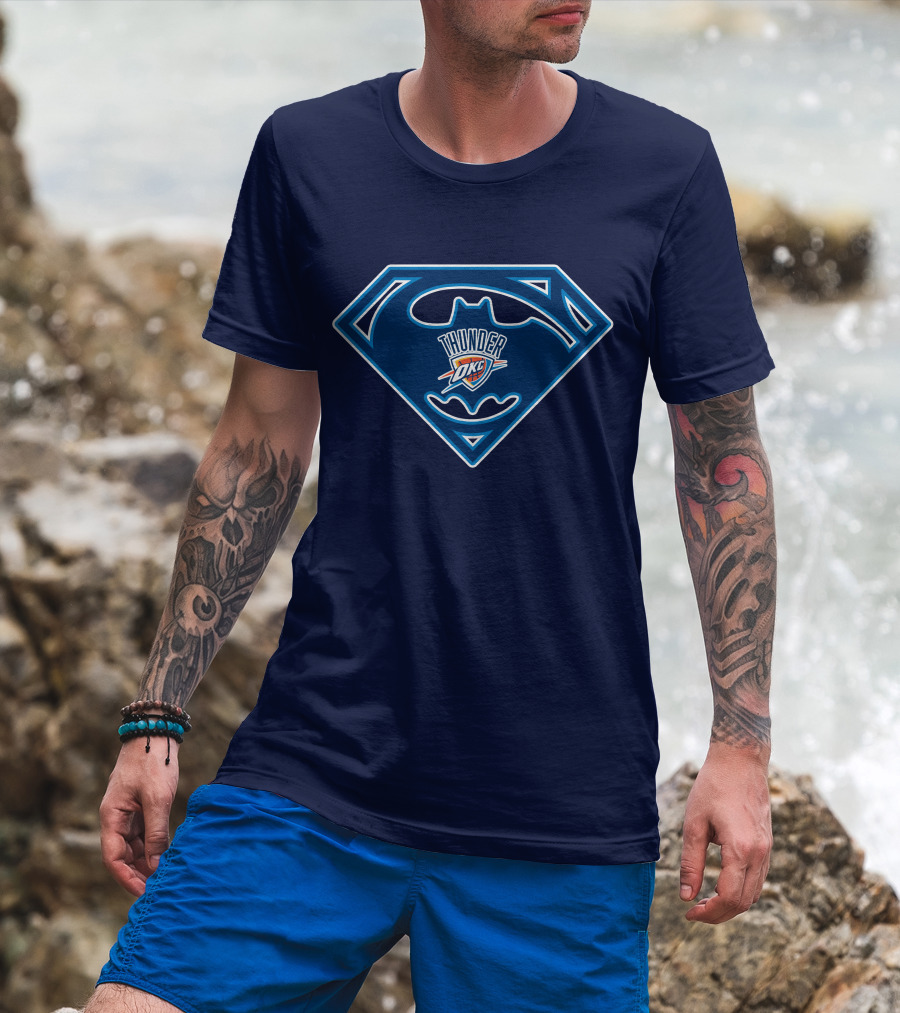 Thunder Okc Batman Superman Logo Mashup T-Shirt
