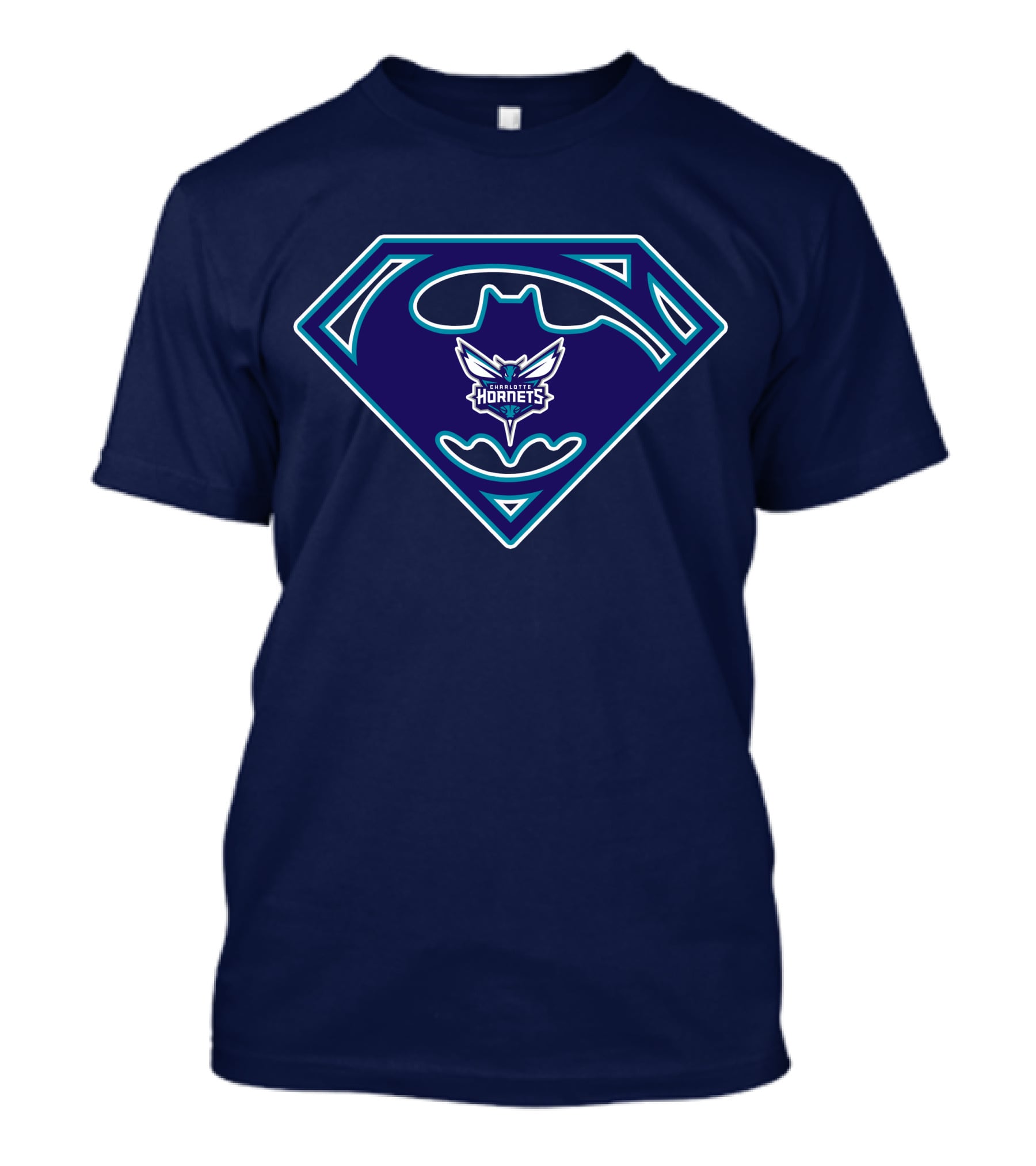 Charlotte Hornets Superman Batman Logo Fusion T-Shirt