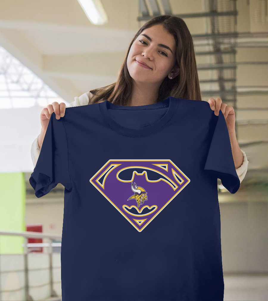 Minnesota Vikings Superman Batman Logo Mashup T-Shirt