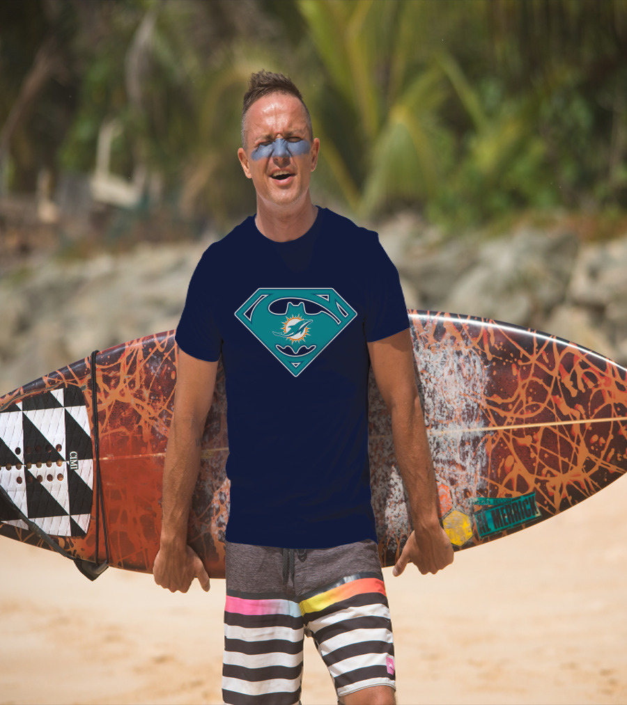 Miami Dolphins Superman Batman Logo Mashup T-Shirt