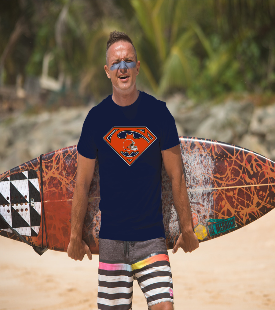 Cleveland Browns Superman Batman Logo Nfl Fan Helmet T-Shirt