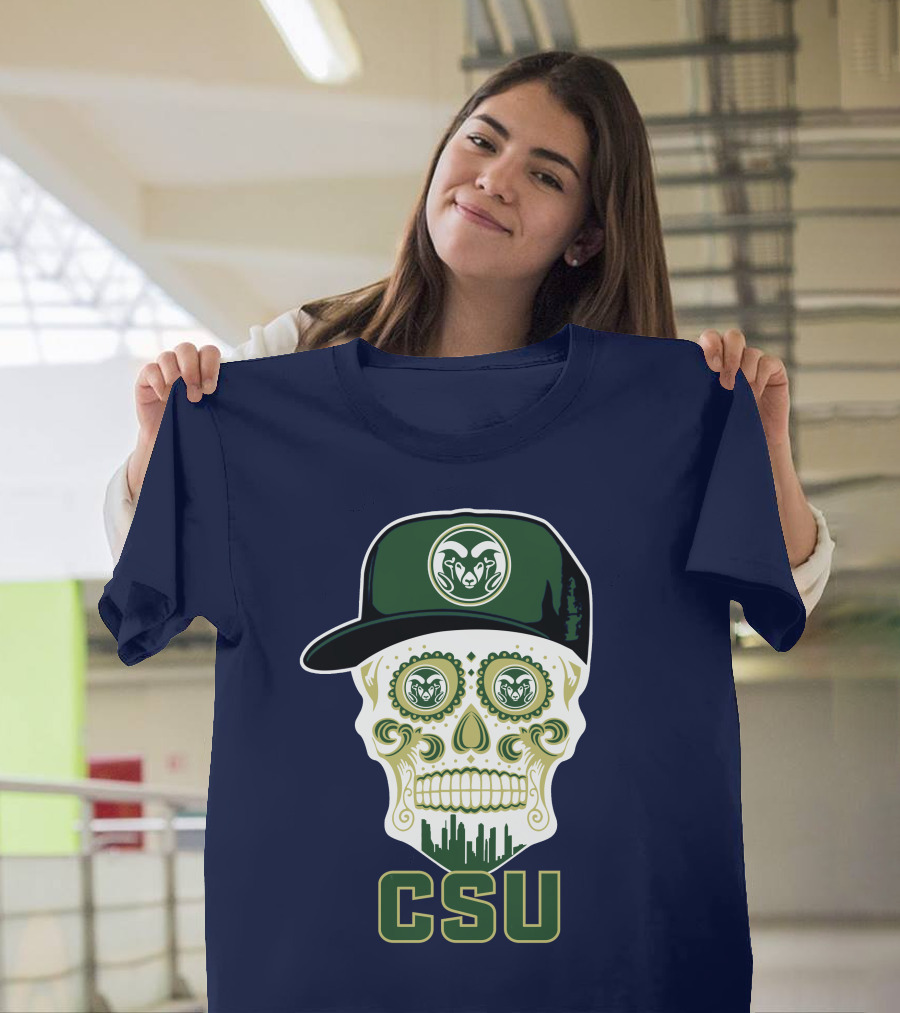 Csu Rams Sugar Skull With Cap T-Shirt