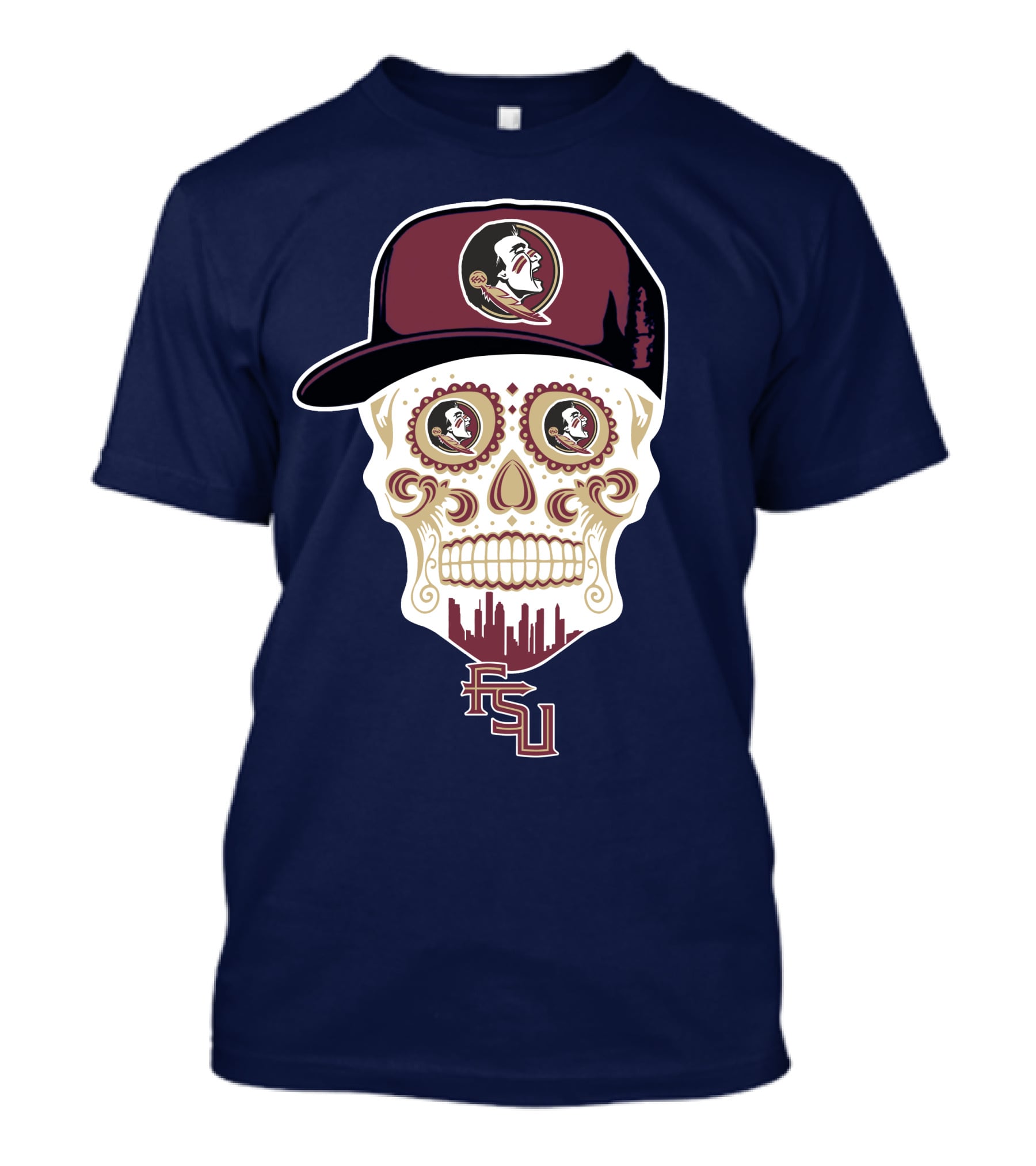 Florida State Seminoles Fsu Skull With Hat T-Shirt