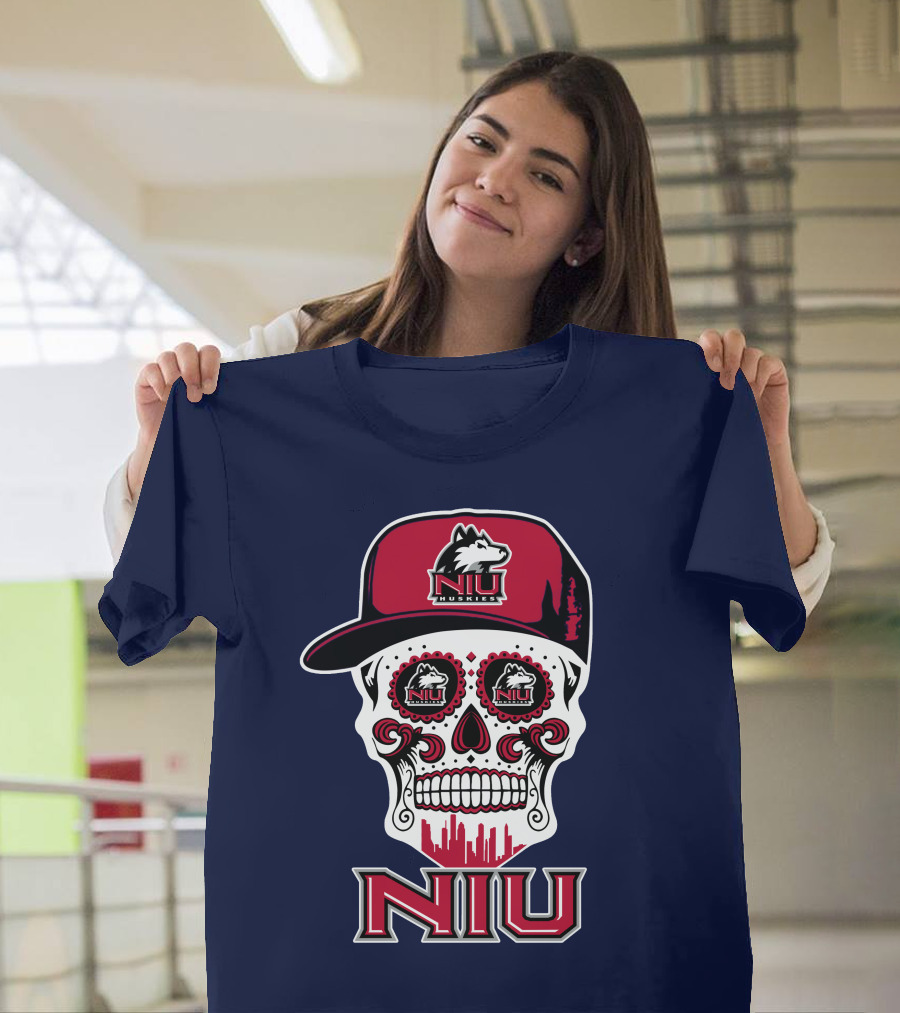 Niu Huskies Sugar Skull T-Shirt