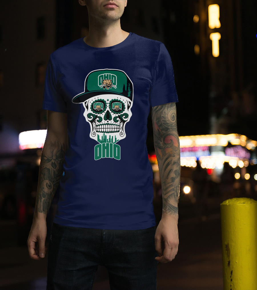 Ohio Bobcats Sugar Skull Urban Cap T-Shirt