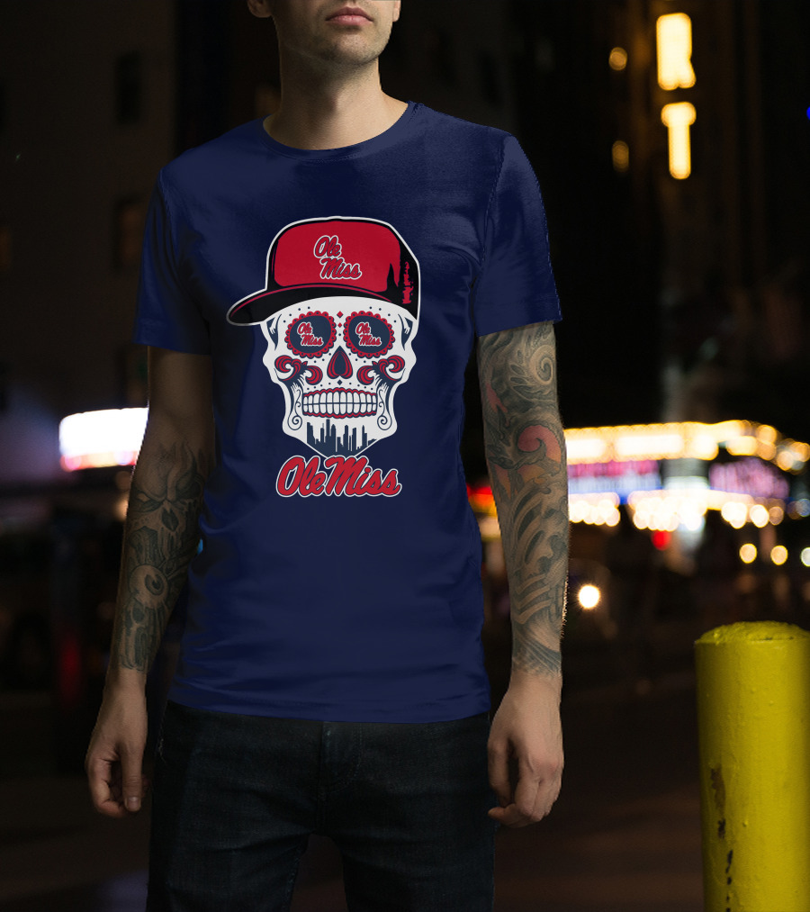 Ole Miss Sugar Skull Cap T-Shirt