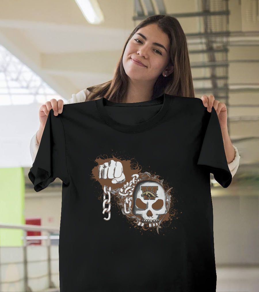 Western Michigan Broncos Skull And Chains Fist T-Shirt