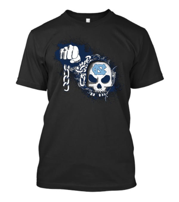 North Carolina Tar Heels Skull Fist Chain T-Shirt
