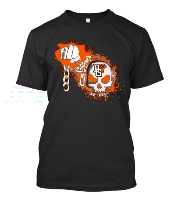 Bowling Green Falcons Skull Logo And Chain Fist T-Shirt