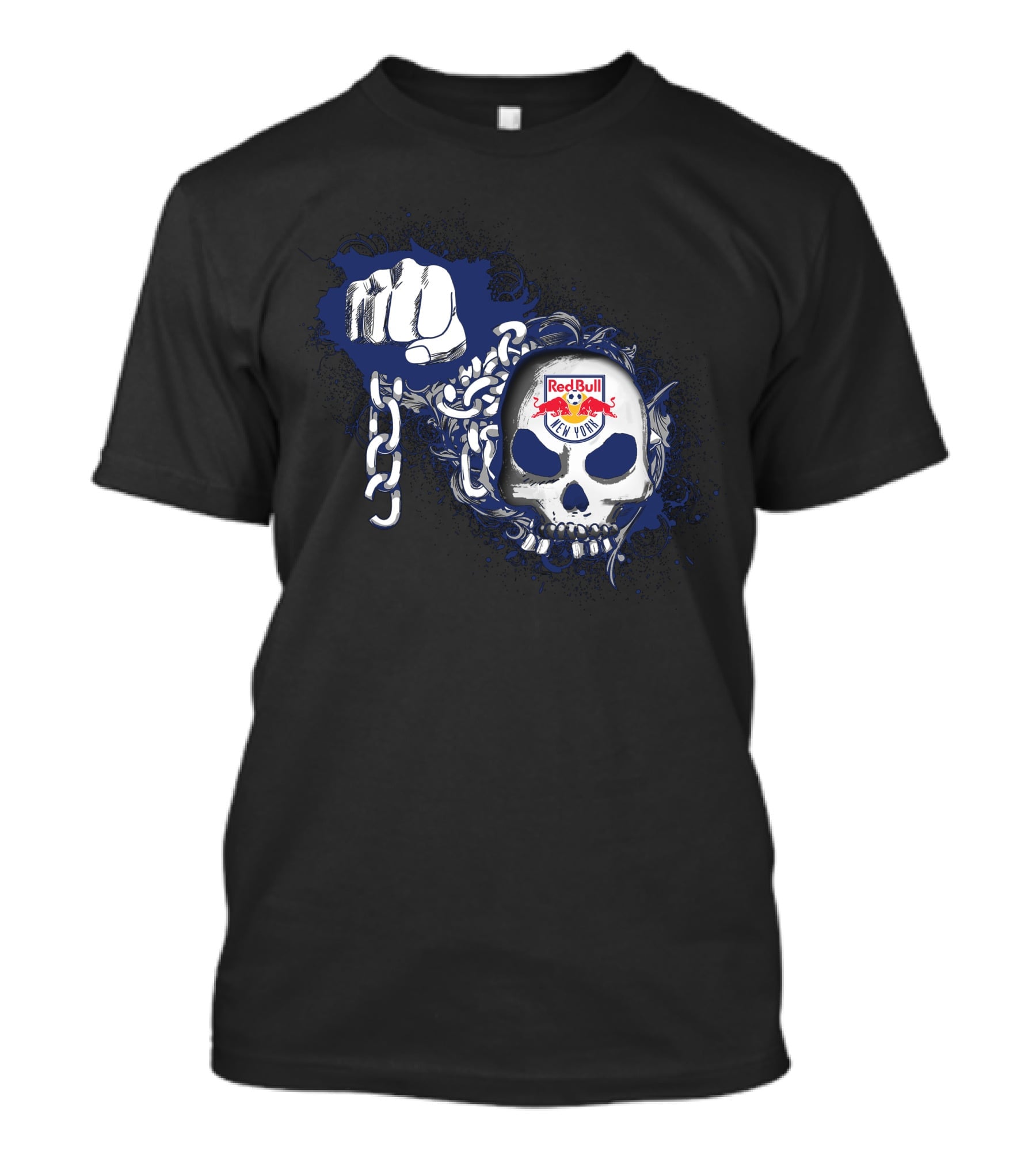 New York Red Bulls Skull With Fist And Chains T-Shirt