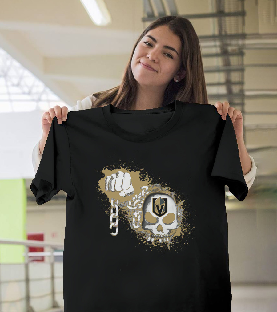Vegas Golden Knights Skull And Fist With Chains T-Shirt