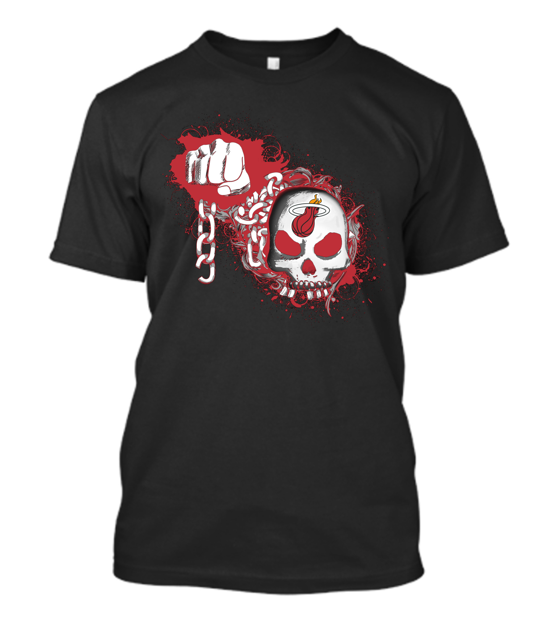 Miami Heat Skull Fist And Chains T-Shirt