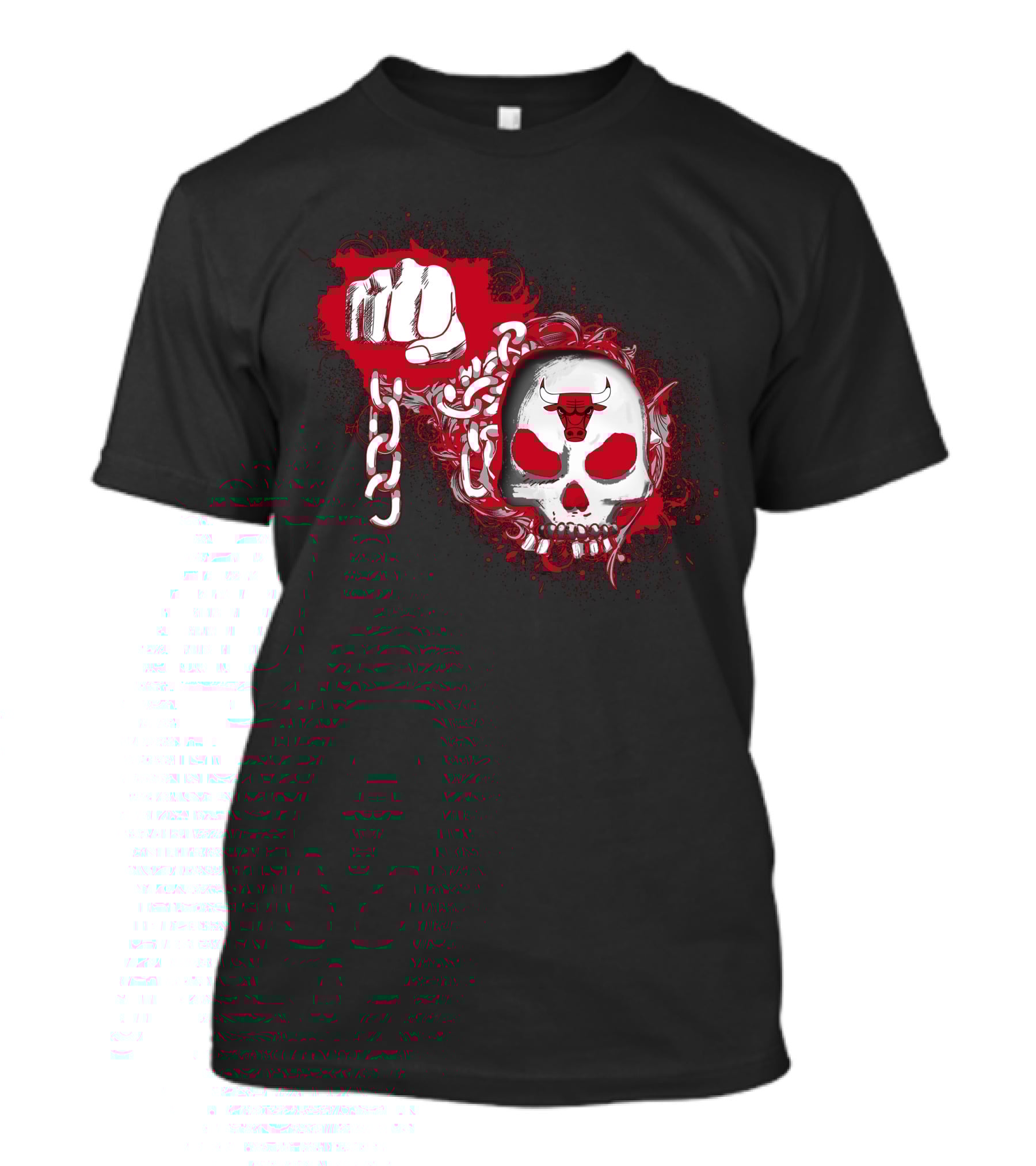 Chicago Bulls Skull Fist Chains Red T-Shirt