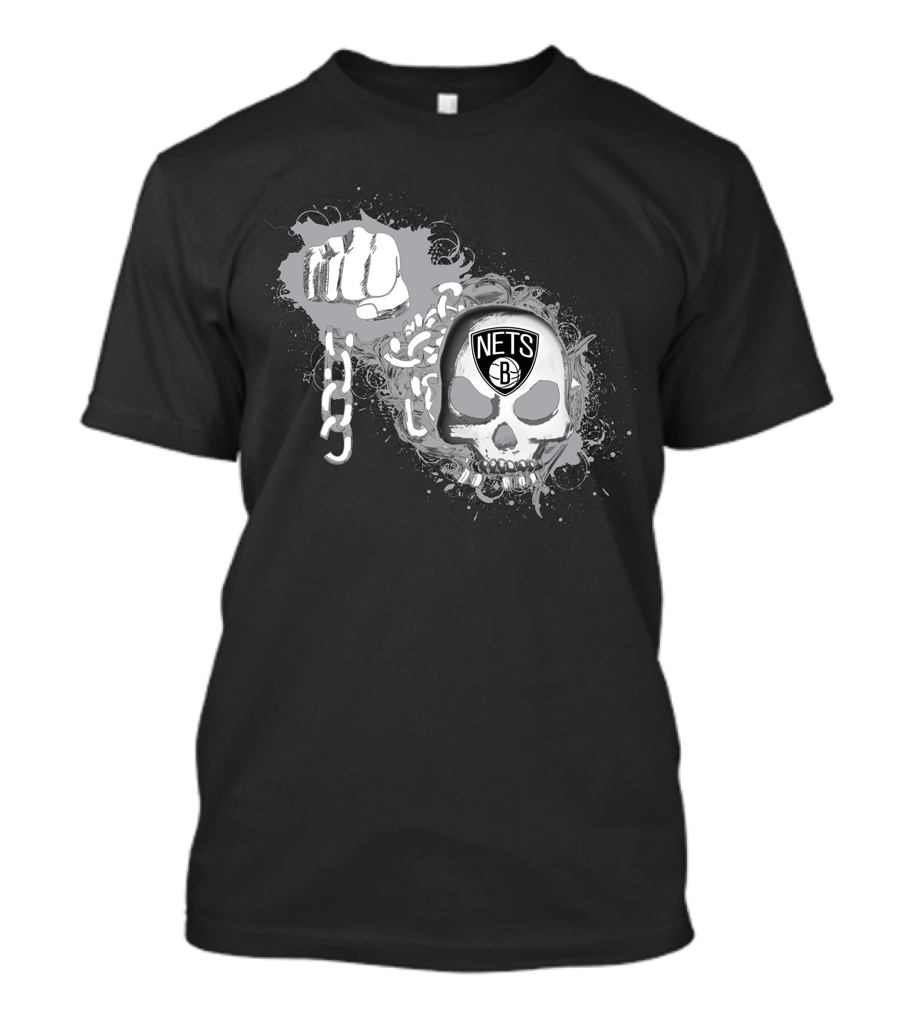 Brooklyn Nets Skull And Chains T-Shirt