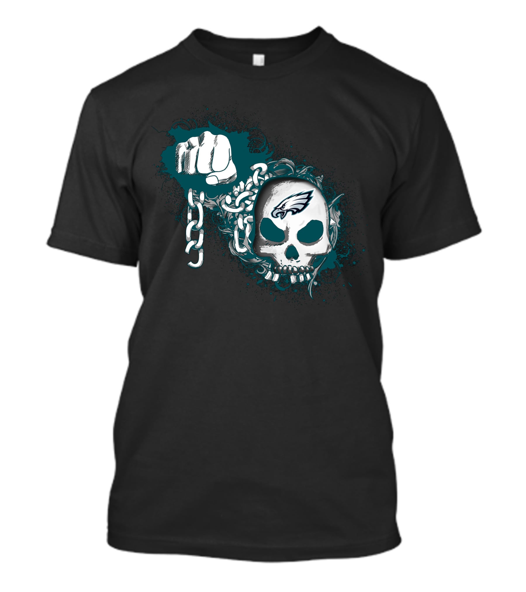 Philadelphia Eagles Skull And Chain Fist T-Shirt