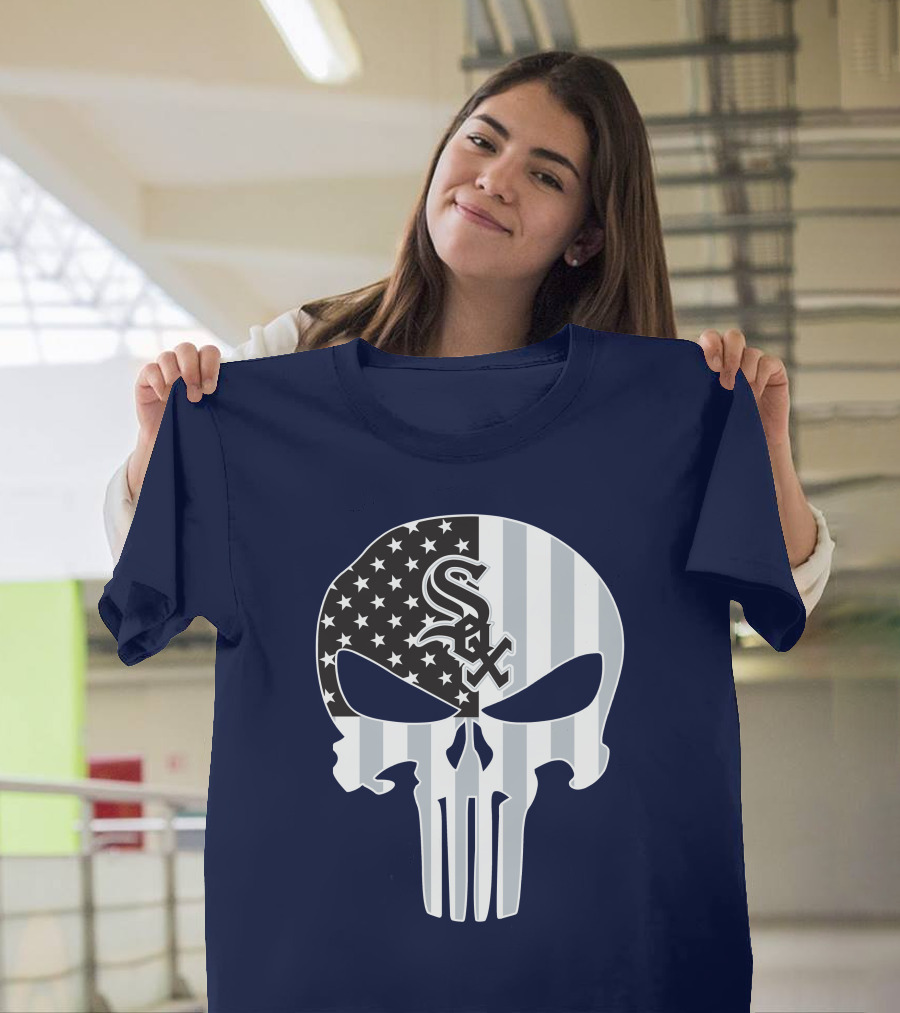 Chicago White Sox American Flag Punisher Skull T-Shirt