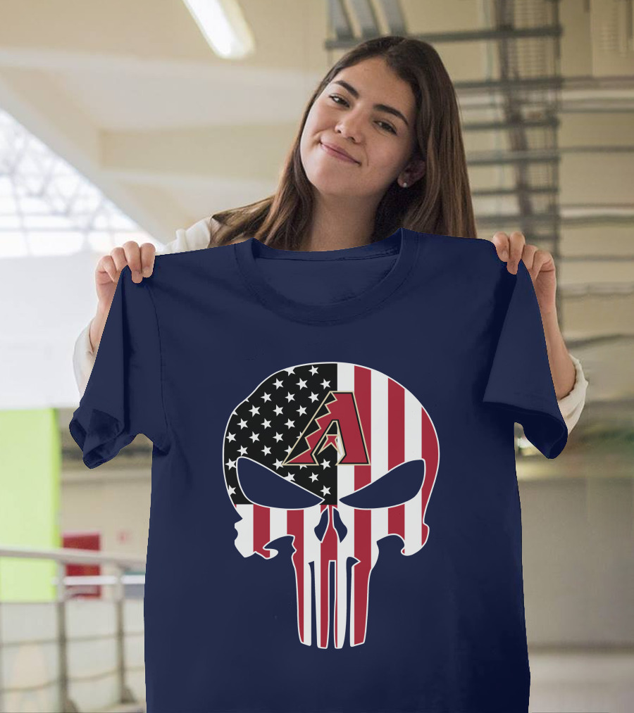 Arizona Diamondbacks Punisher American Flag Skull T-Shirt
