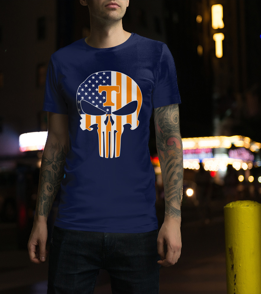 Tennessee Volunteers The Punisher American Flag Skull Icon T T-Shirt