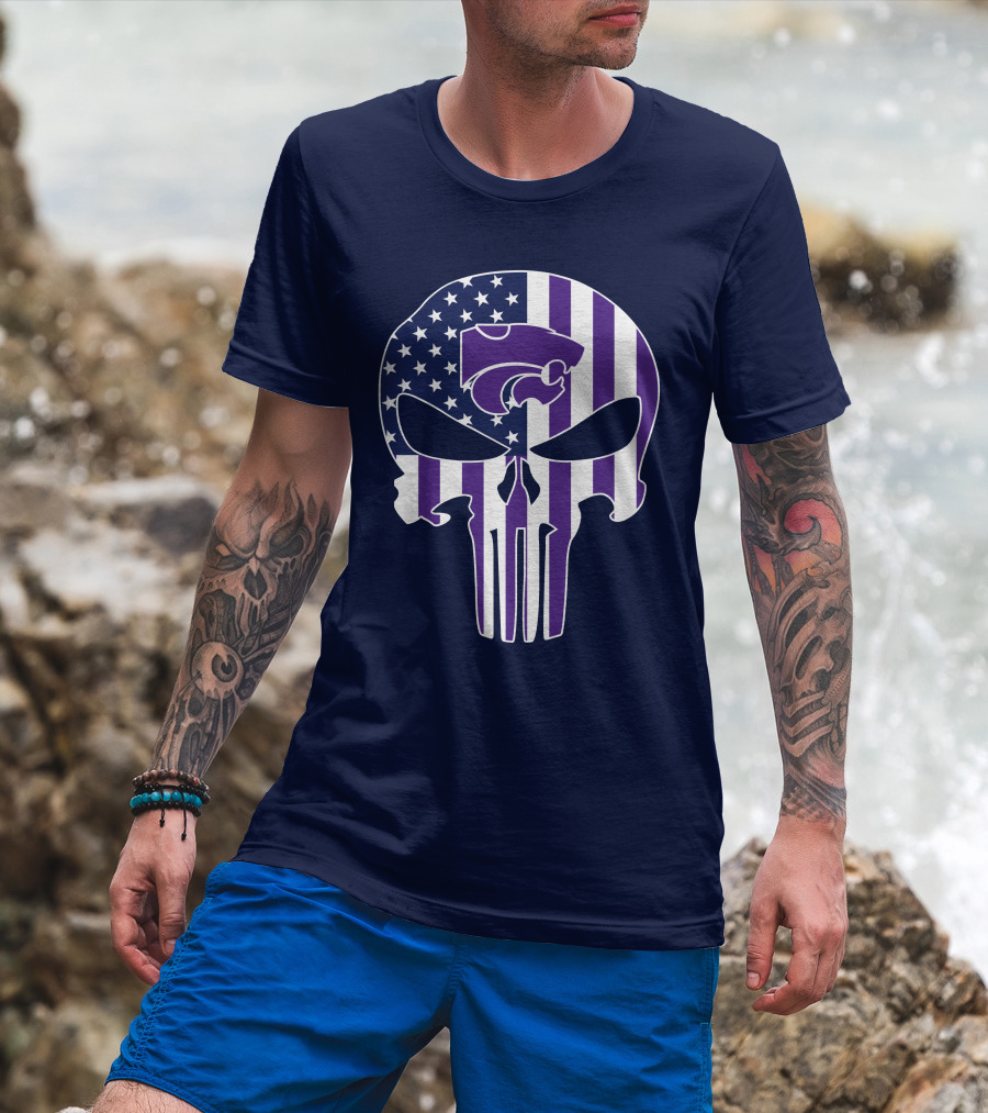 Kansas State Wildcats American Flag Punisher T-Shirt