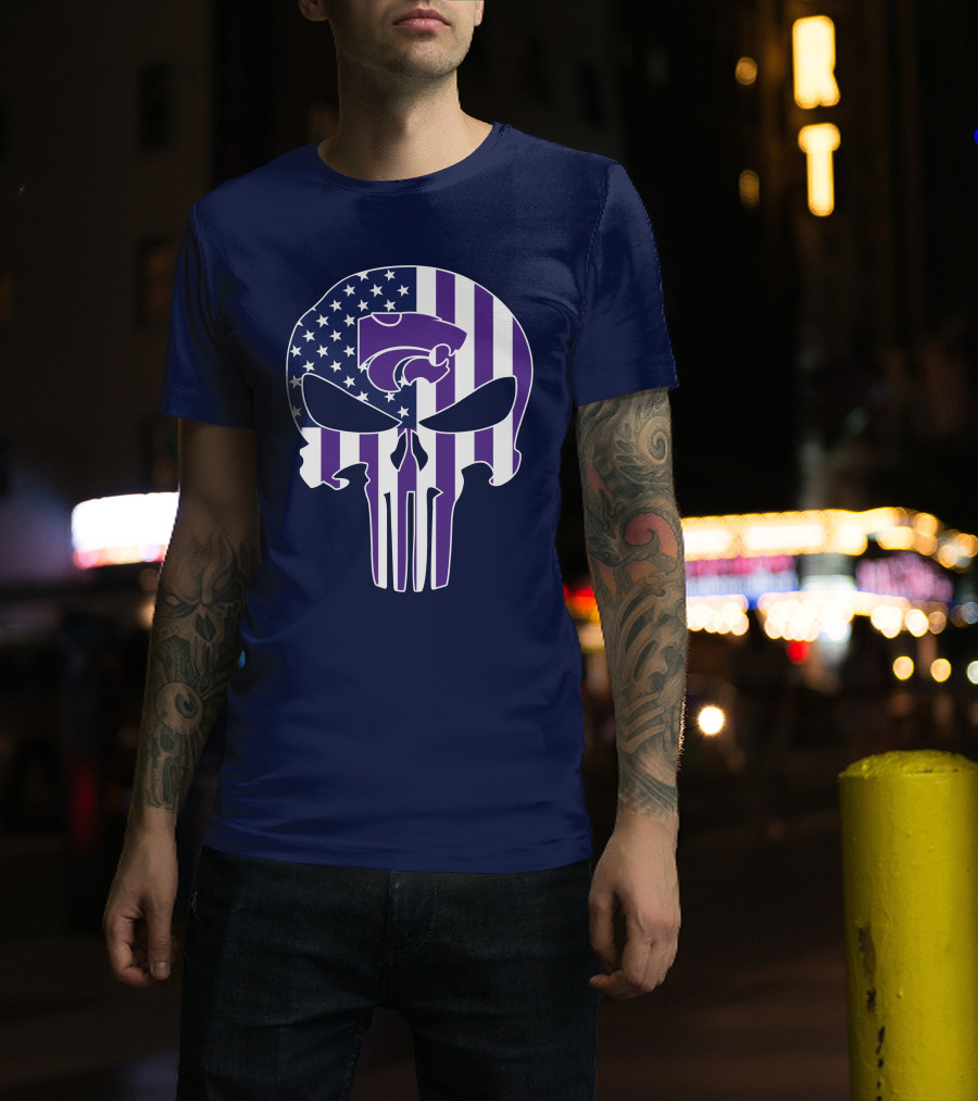 Kansas State Wildcats American Flag Punisher T-Shirt