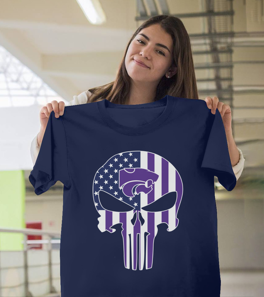 Kansas State Wildcats American Flag Punisher T-Shirt