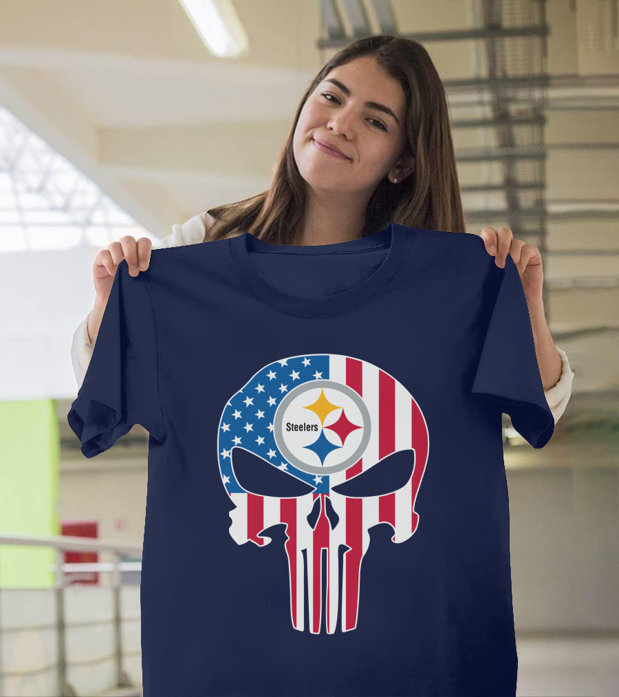 Pittsburgh Steelers The Punisher American Flag T-Shirt