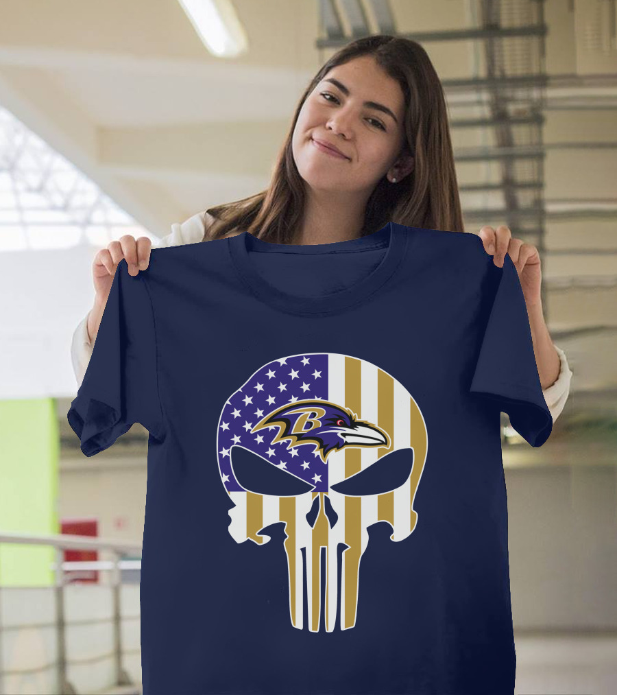 Baltimore Ravens Punisher American Flag T-Shirt