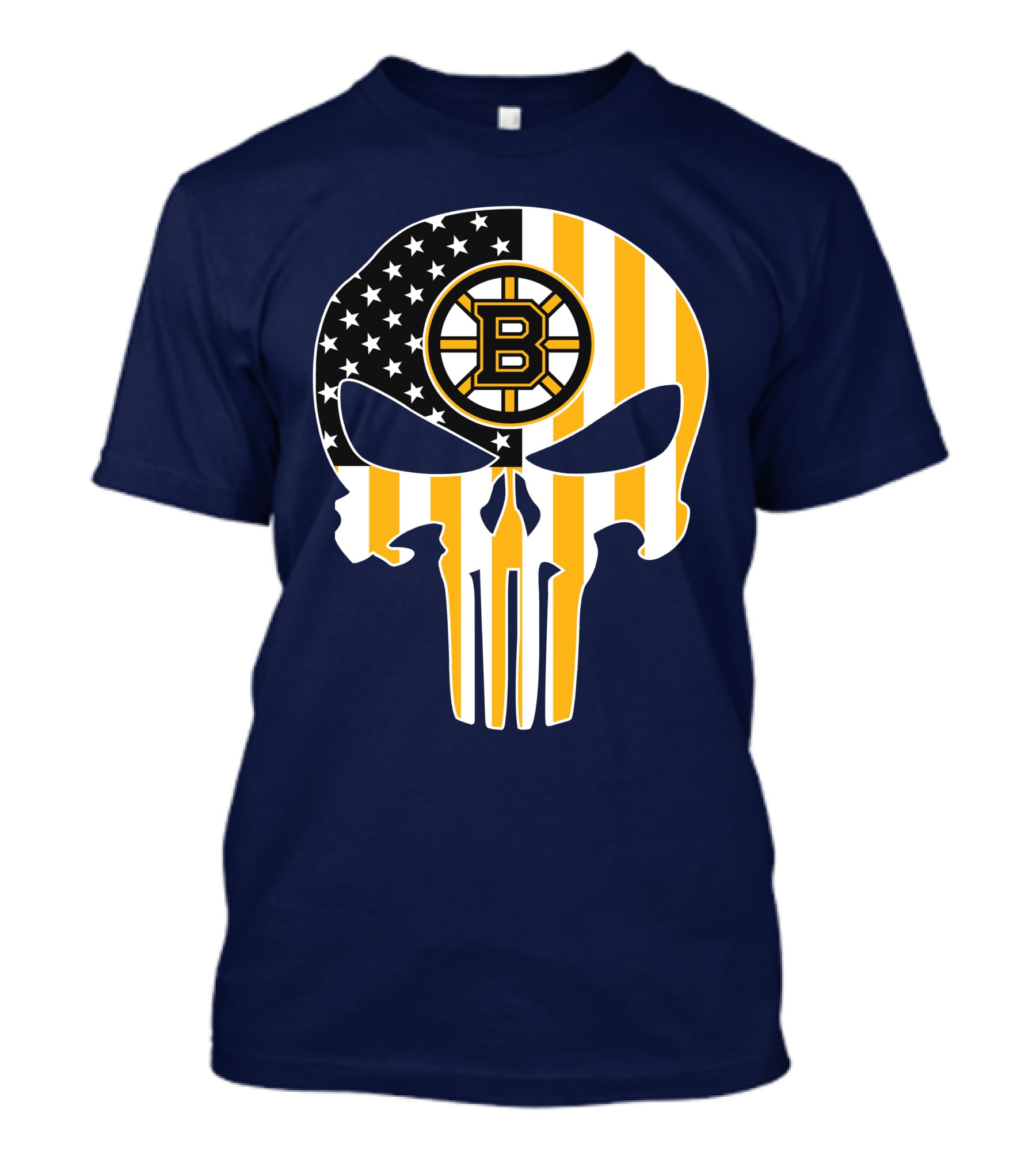 Boston Bruins The Punisher American Flag Skull T-Shirt