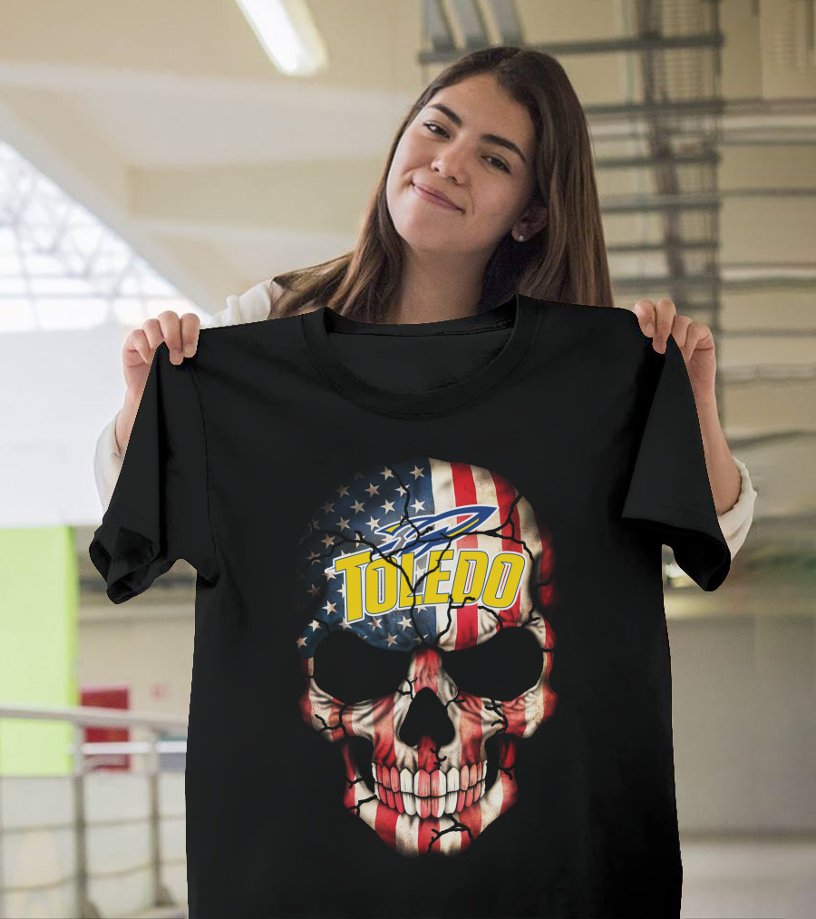 Toledo Rockets Usa Flag Skull T-Shirt