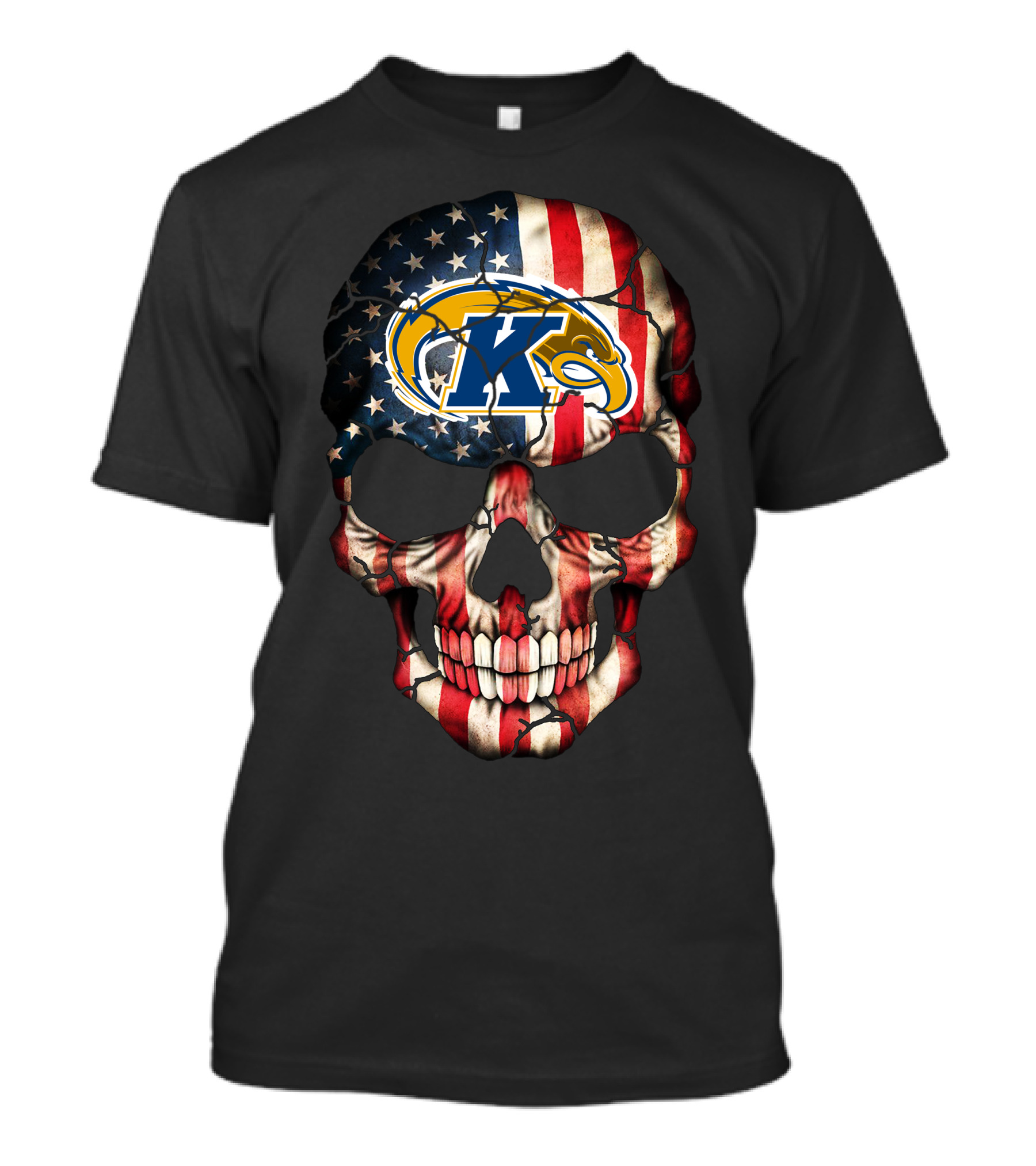 Kent State Golden Flashes American Flag Skull T-Shirt