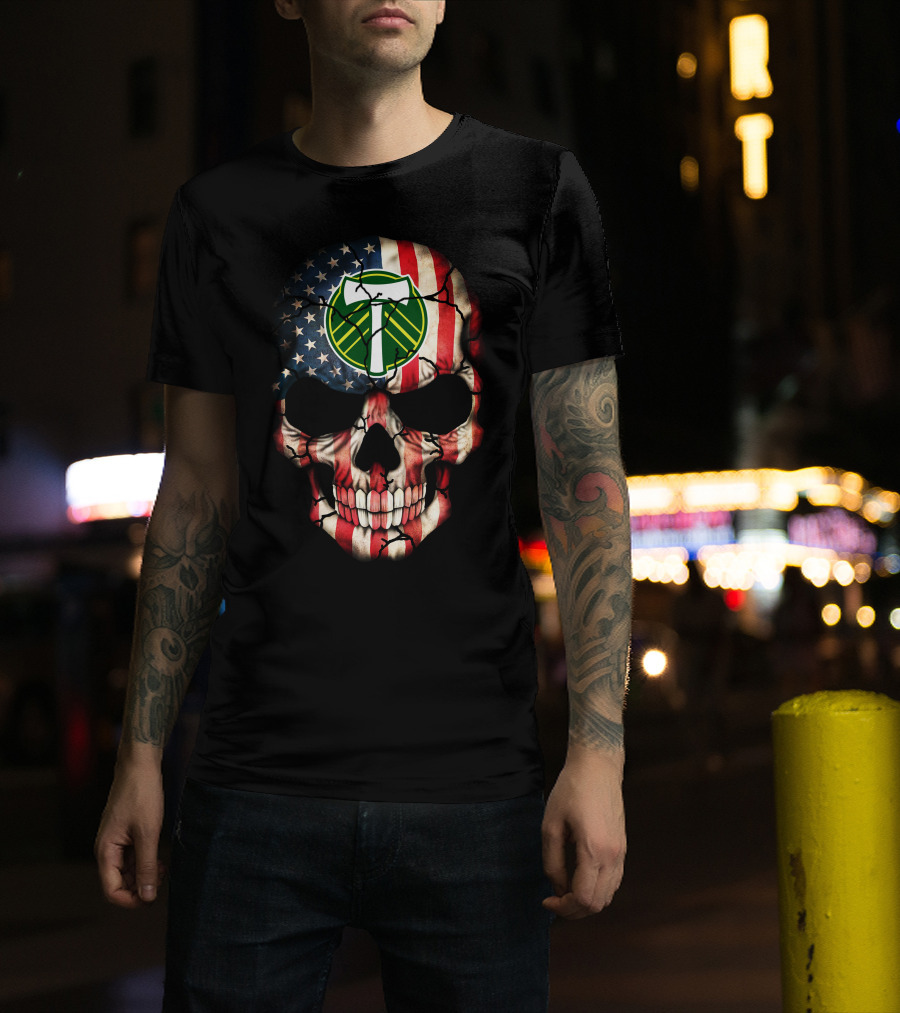 Portland Timbers American Flag Skull T-Shirt