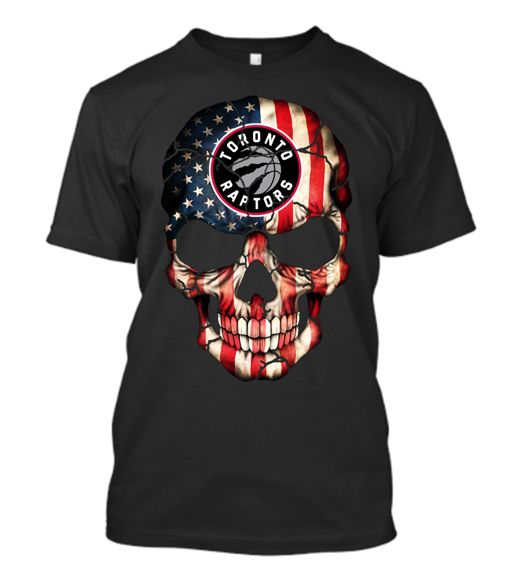 Toronto Raptors American Flag Skull T-Shirt