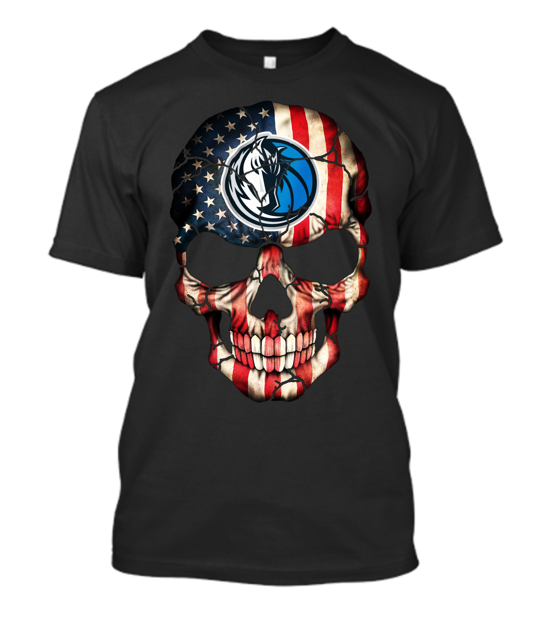 Dallas Mavericks American Flag Skull T-Shirt