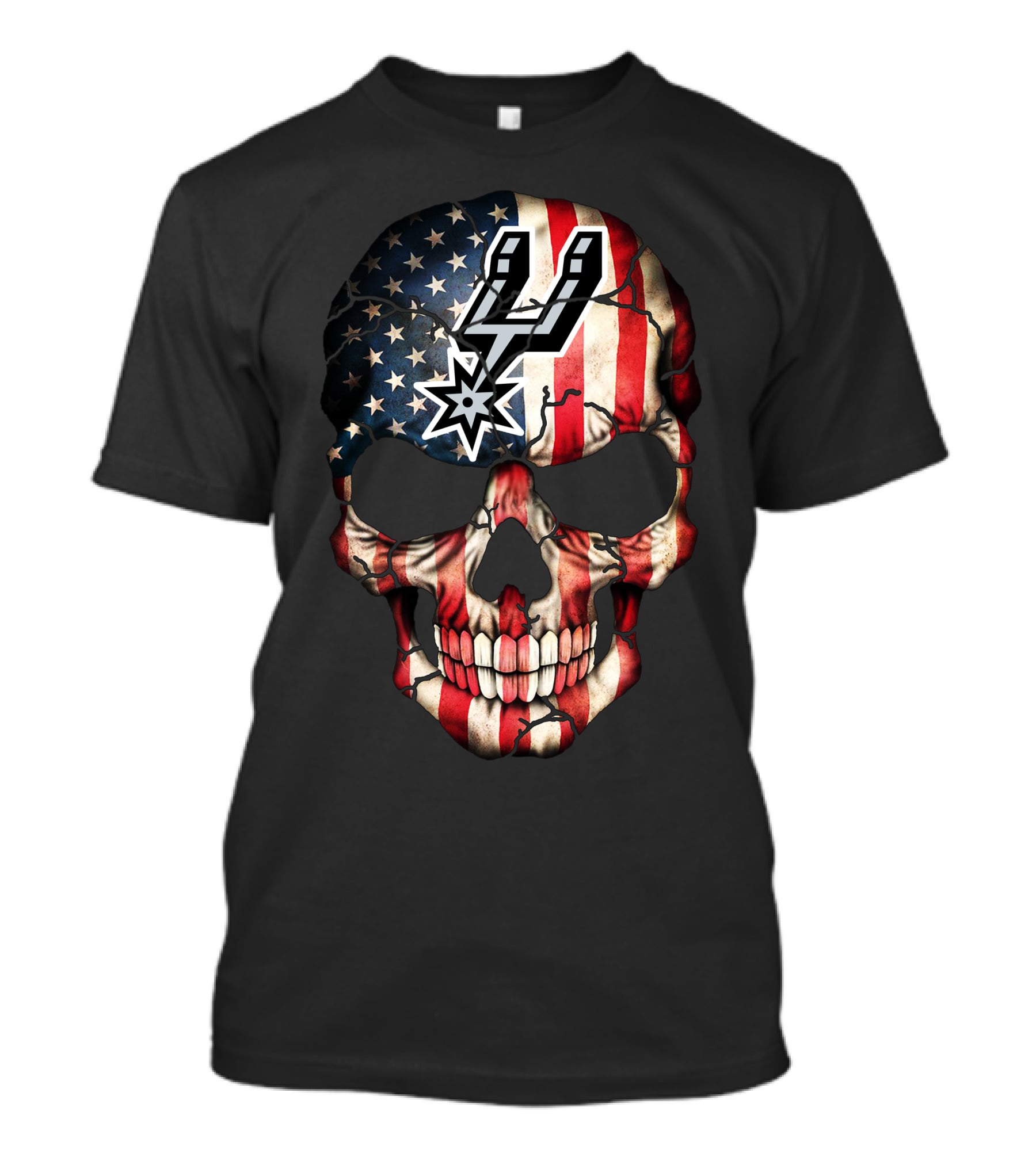 American Flag Skull San Antonio Spurs Logo 198 T-Shirt