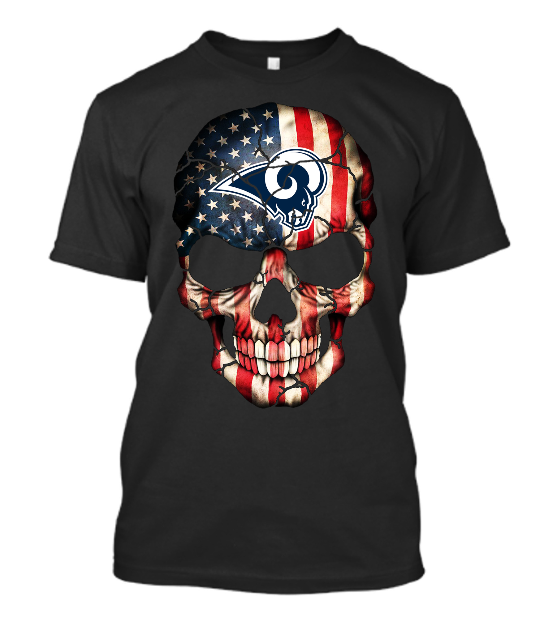 Los Angeles Rams American Flag Skull T-Shirt
